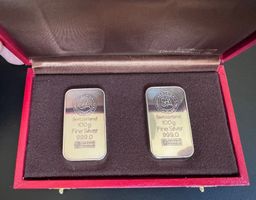 2 Silberbarren Argor SA 100g 999.0 im Etui