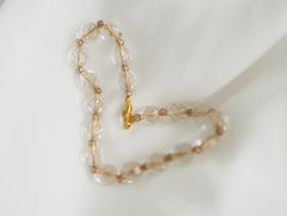 Armband Kristallperlen, transparent, Goldakzente, zart