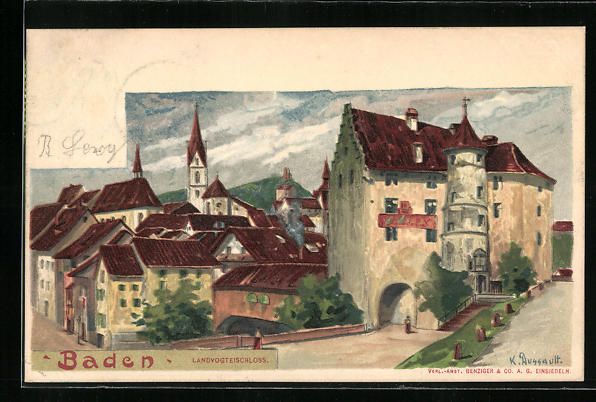 Cartoline postali: Baden, Ansicht auf den Siedlungsort – Usato da Berlin venduto da bartko-reher