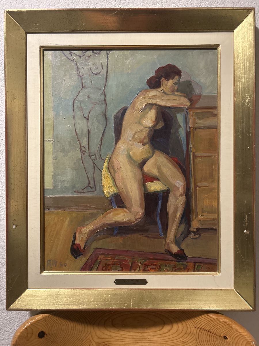 Dipinti: Original Ölgemälde "Aktstudie" von Adolf Weibel, 1950 – Usato da Glarus venduto da KunstWerkEr-LS87