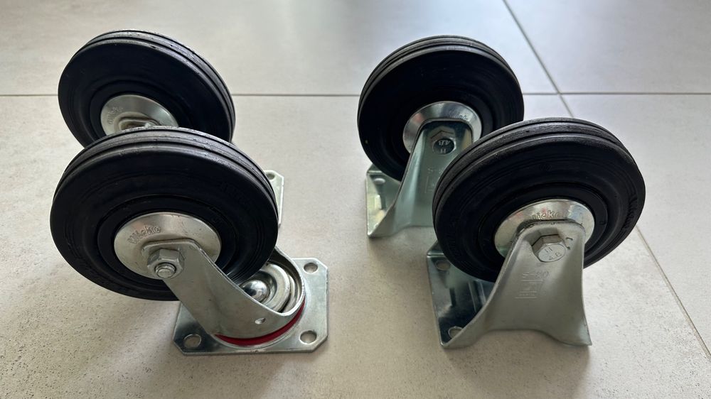 Werkzeugkisten Rollen 600 Lbs 2 Stück Lenkrollen & 2 Starre Räder (8x2 Zoll) – Bis 600 Pfund Belastbar – Ideal Für Werkzeugkisten & Schwere Lasten Schwere Lasten Rollen