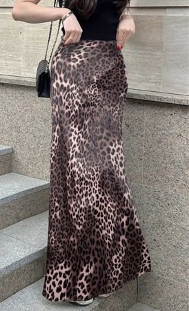 Glamour Gonna lunga di raso leopardata M/L-nuovo