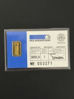 Goldbarren 1 g Neue Aargauer Bank
