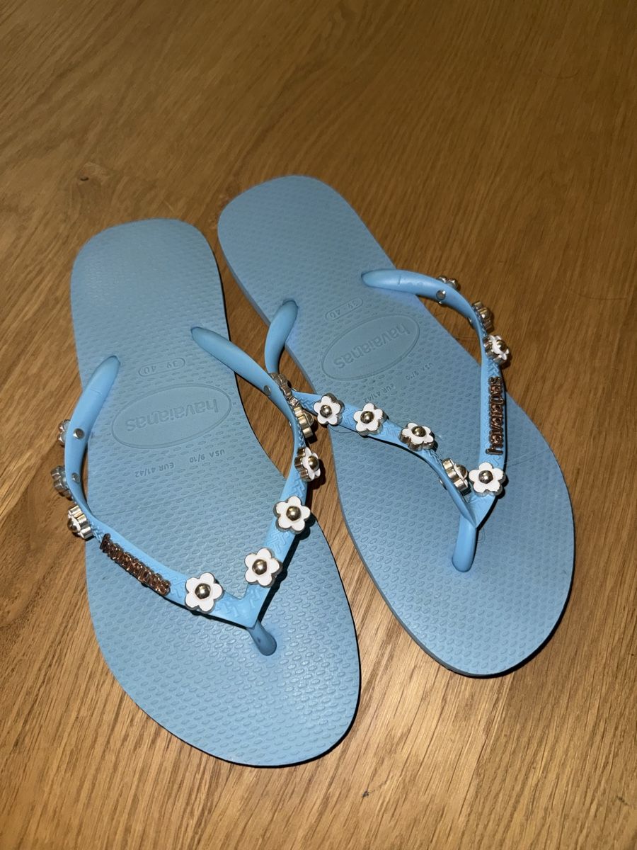 Havaianas Damenschuhe: Original Blauen Blumen Havaianas – Gebraucht aus Bottmingen von Itsclaire