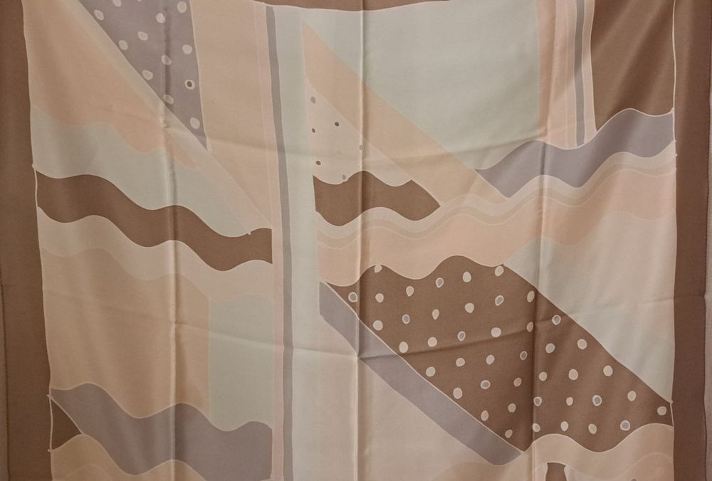 Foulard Carré Vintage En Soie 100% - 85x85 Cm, Bleu, Occasion Très Bon état
