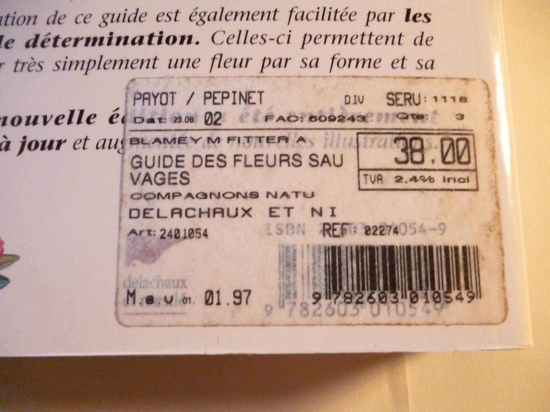 Libri: Guide des fleurs sauvages 6ème édition R.Fitter-A.Fitter... – Usato da Montreux venduto da dodeskaden 8