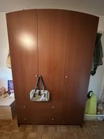 Kleiderschrank Holz mit Schubladen, Spiegel & Stange