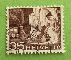 Nr.304 mit Stempel Alpenpoststrasse Technik und Landschaft