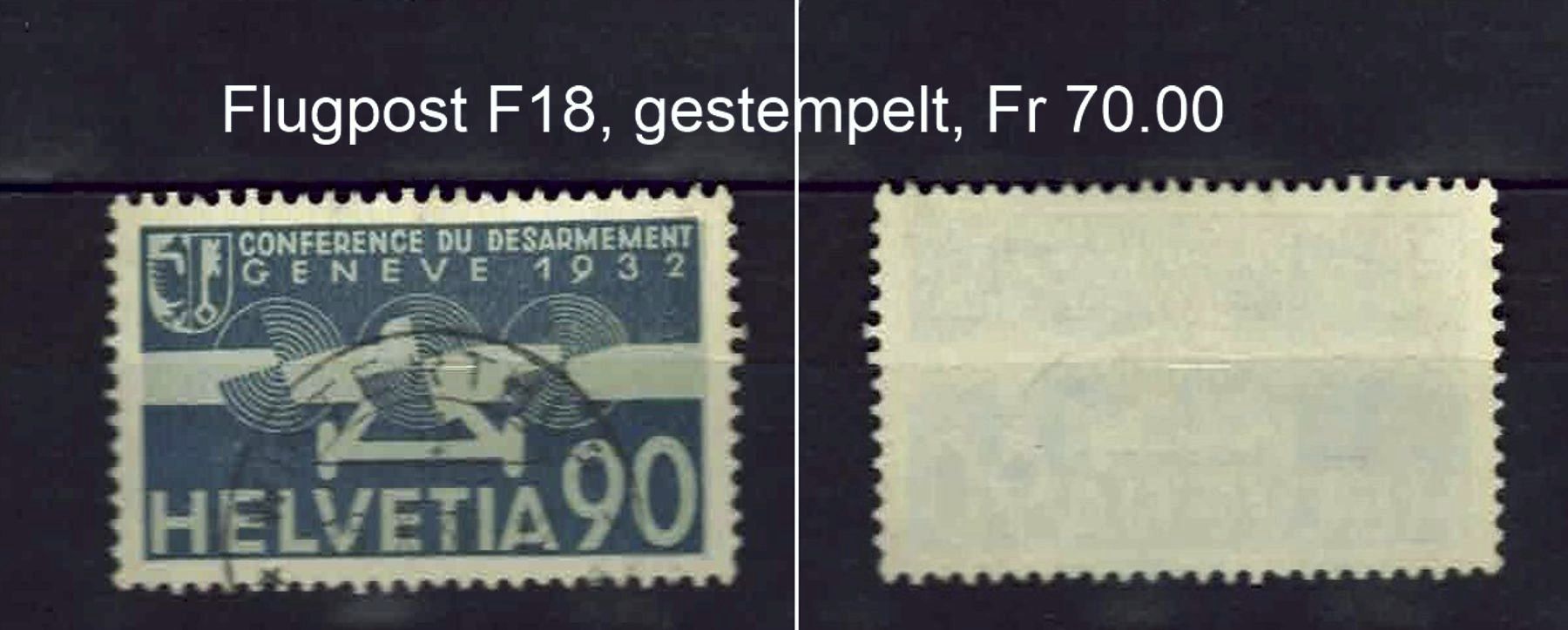 Tutti i francobolli: Schweiz Flugpost F18, gestempelt – Usato da Basel venduto da Pfefferschootte