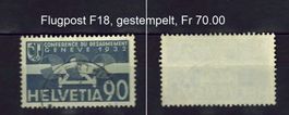 Schweiz Flugpost F18, gestempelt