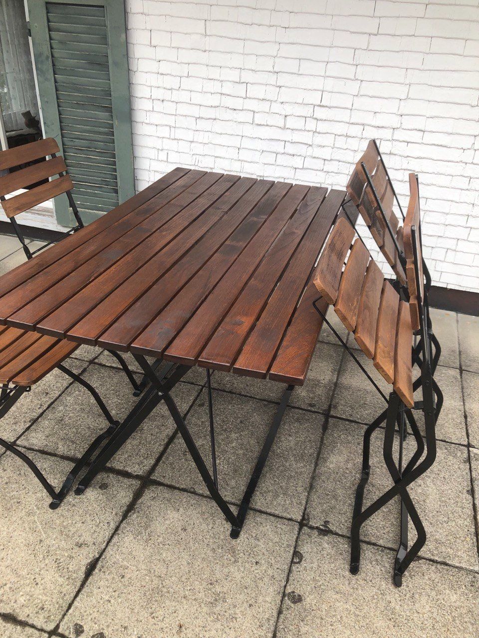 Set de table et chaises: Gartentisch mit 4 Stühlen Holz Metall klappbar – D'occasion à Speicher par Ramtha1 2
