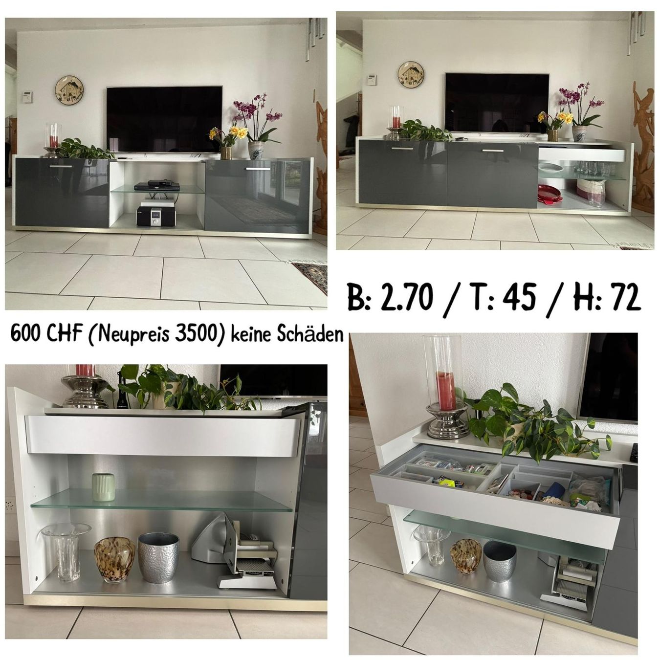 Mobili TV: Zeitloses Sideboard/TV-Möbel, Breite 2.70m – Usato da Weisslingen venduto da fuesel