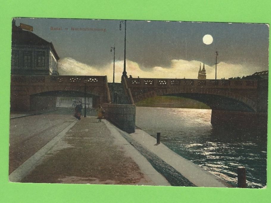Ansichtskarten: Basel, Nachtstimmung – Gebraucht aus Zürich von t24_de