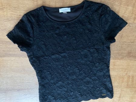CK CALVIN KLEIN T-SHIRT GR.S/M schwarz Spitze süss / 2-lagig