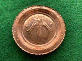 Kupfer Wandteller  Chile mit Chili Relief antik gebraucht