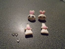 Ohrstecker Hase, weiss/rosa
