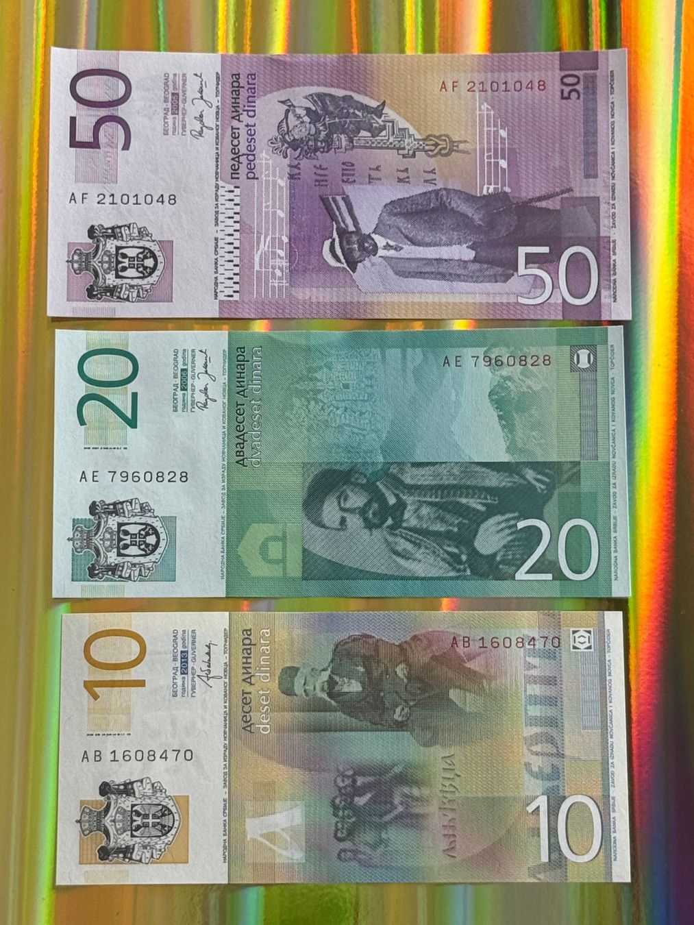Banconote: Belgrad - Serbien - 10, 20 & 50 Dinara UNC – Nuovo e nell'imballaggio originale da Pfäffikon SZ venduto da Sieben77 3