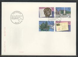 1990, FDC, Gedenkblock Genf, 2 waagkrechte Paare, C6