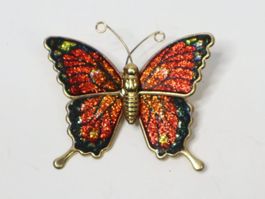 Vintage 60's Emaille Schmetterling Brosche 70's Email NOS