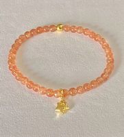 Edelstein Armband Sonnenstein mit Silber vergoldet auf Mass