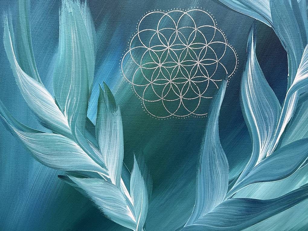 Dipinti: 40x40cm Bild grünblau "Essenz" – Nuovo e nell'imballaggio originale da Urdorf venduto da manuela4 2
