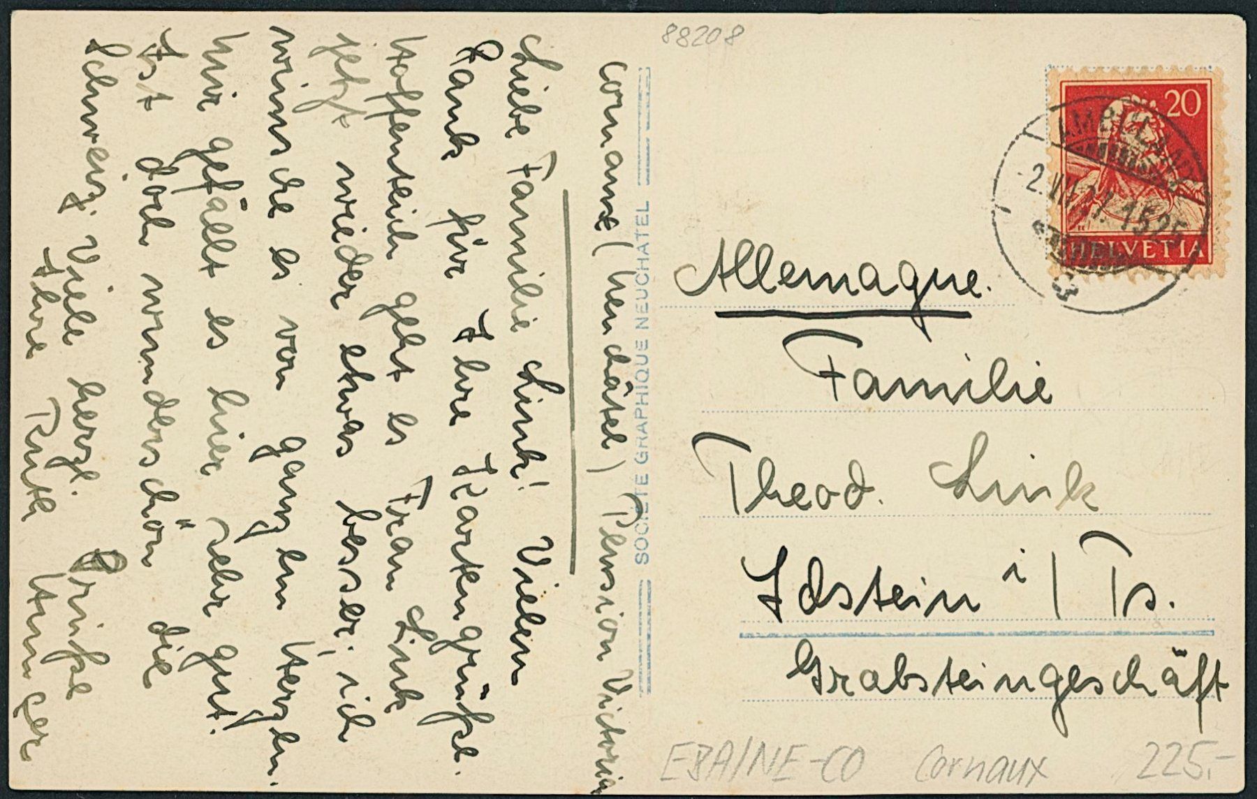Cartoline postali: NE Cornaux - Bahnhof - Bahn – Usato da Schindellegi venduto da leecollect 1