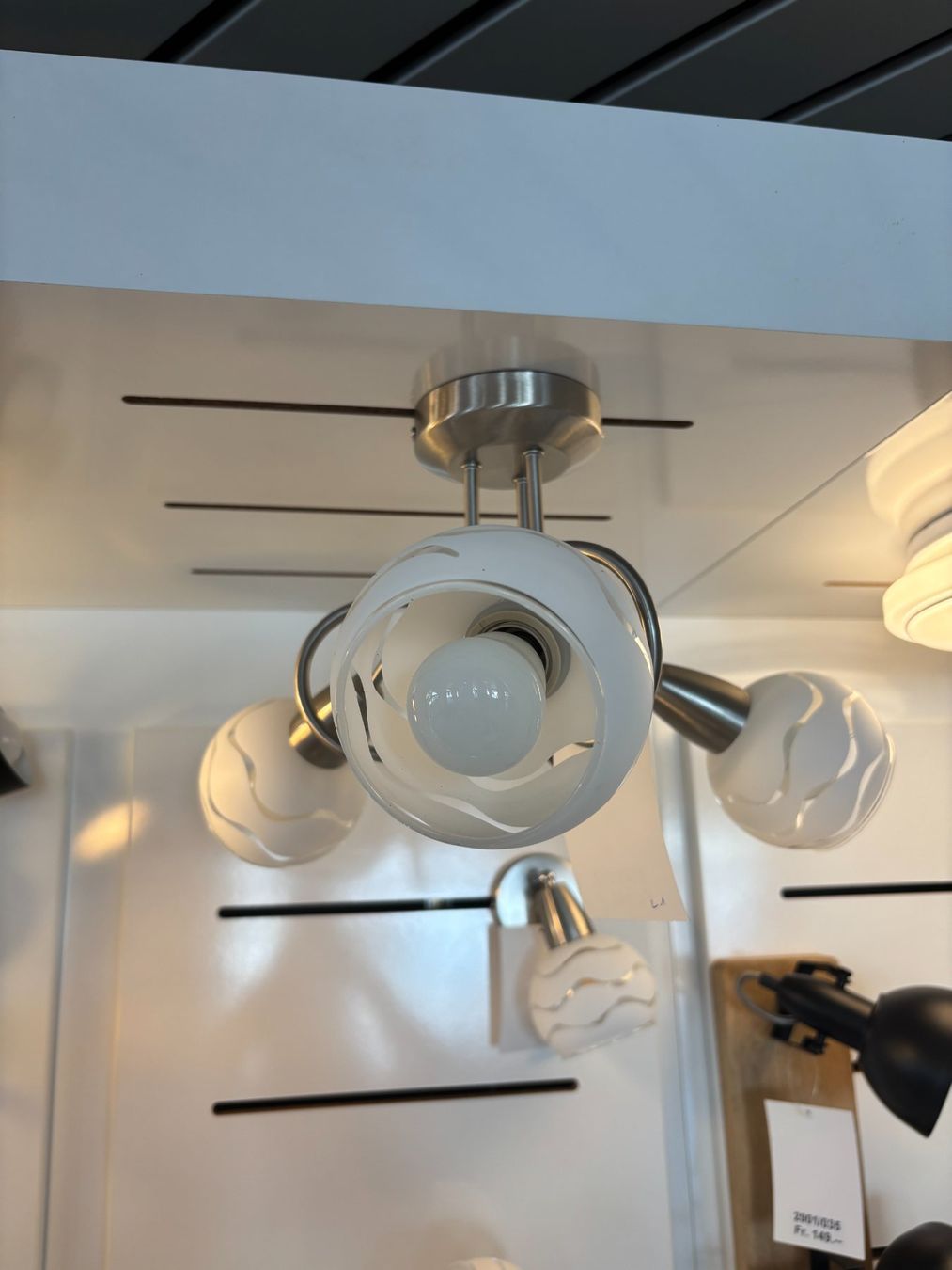 Kronleuchter & Deckenlampen: 3er-Deckenleuchte, Chromstahl und Glas – Neu (gemäss Beschreibung) aus Walenstadt von WEW8880