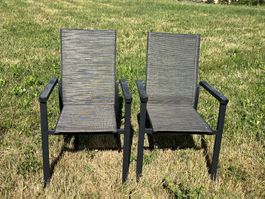 2 Gartenstühle Aluminium Stoff grau guter Zustand