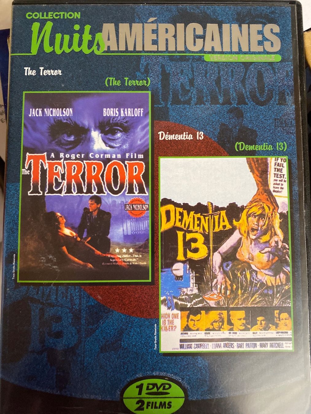 Tutti i DVDs: DEMENTIA / THE TERROR - JACK NICHOLSON  - 2 FILMS - DVD – Usato da Le Brassus venduto da cinema13