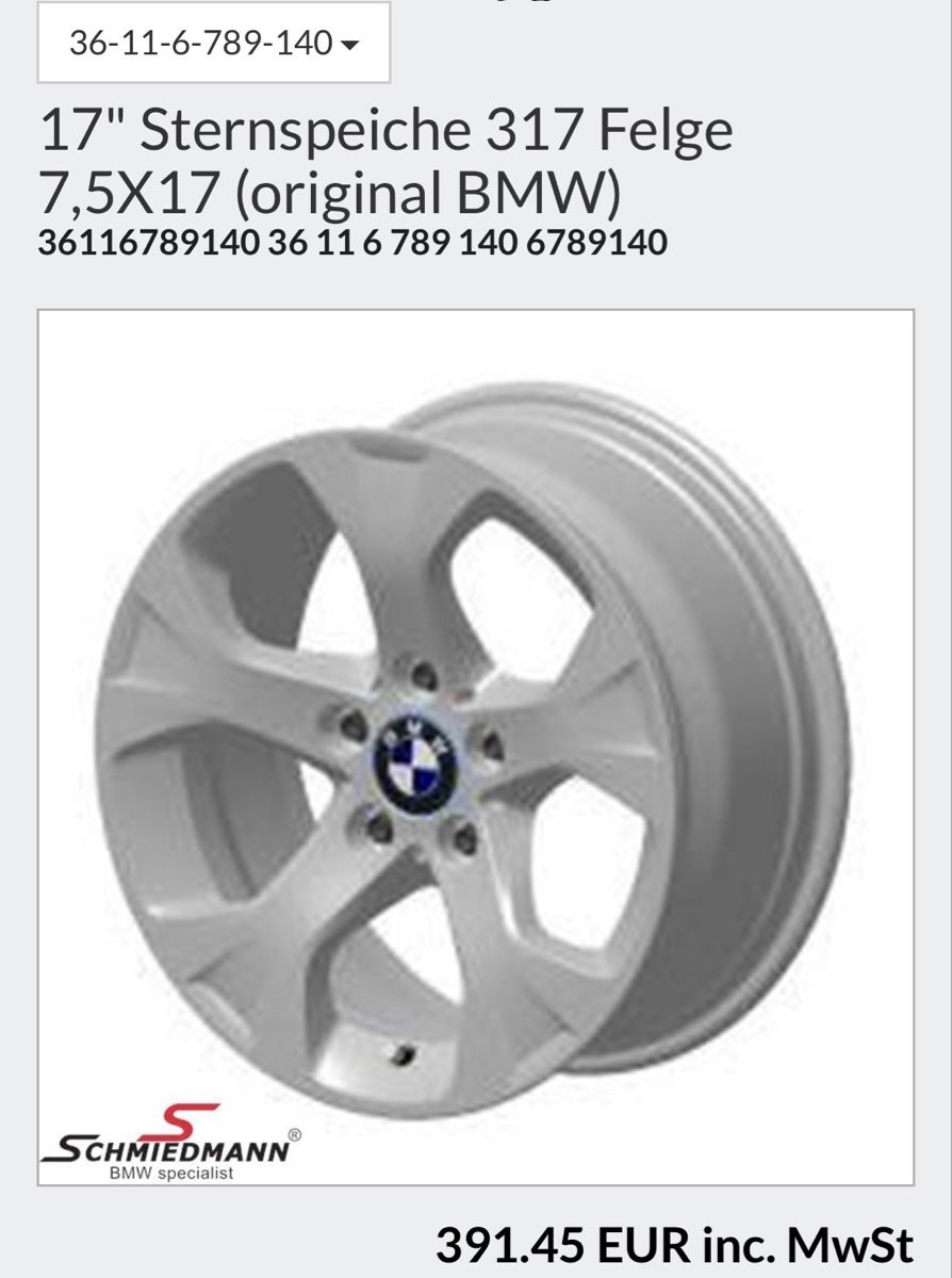 Pneumatici & Ruote complete: BMW 17" Sommerräder – Usato da Emmenbrücke venduto da nne_hm9j 2