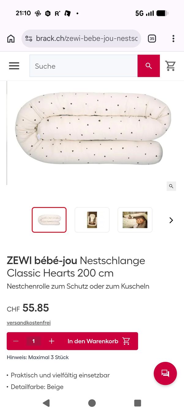 Zewi Coussins: ZEWI Bebe-jou Bettschlange – D'occasion à Eschenbach SG par SanFranciscoCalifornia