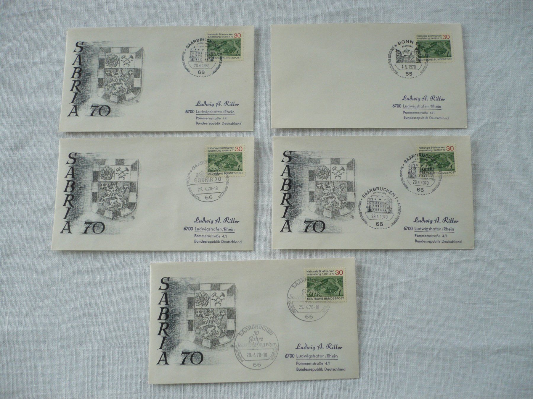 Tous les timbres: BRD 1970 5 FDC "SABRIA 70" – D'occasion à Zürich par saltandpepper008