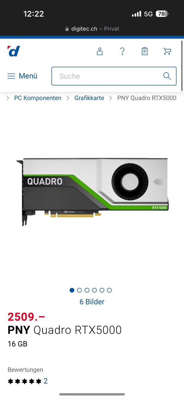 Nvidia Grafikkarten: Nvidia PNY RTX 5000 Quadro – Neu (gemäss Beschreibung) aus Eschlikon TG von A.Fattore 2