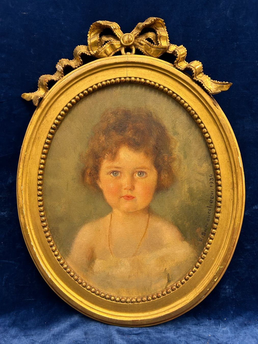 Gemälde: Original Barrenscheen 1934 – Edles Mädchenportrait – Gebraucht aus Steinhausen von Super05 2