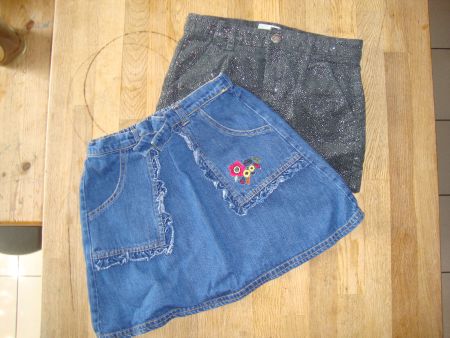 2er Set Mädchen Röcke, Gr. 122, Disney Jeansrock + Glit...