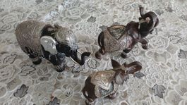 ​3-teiliges Elefanten-Set Dekofiguren (Thailändischer Stil 