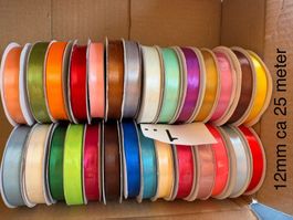 Satin Bänder  Geschenkband   Restposten  28 Rollen  12mm 27m