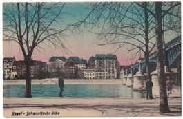 Basel, Johanniterbrücke, belebt, um 1935