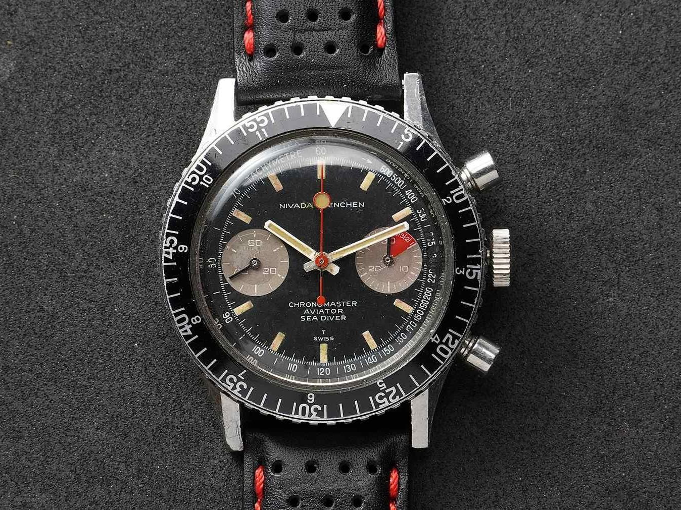 Nivada Orologi: Nivada Chronomaster Valjoux 23, Lollipop Zeiger – Usato da Luzern venduto da ChronoScope6004