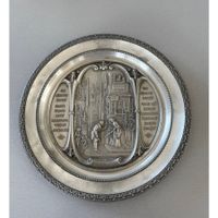 Zinnteller, der ewige Hochzeiter, Dm. 25 cm, antik, aufh.