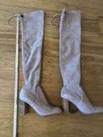 Stiefel Overknee Wildlederoptik beige Navyboot Grösse 41
