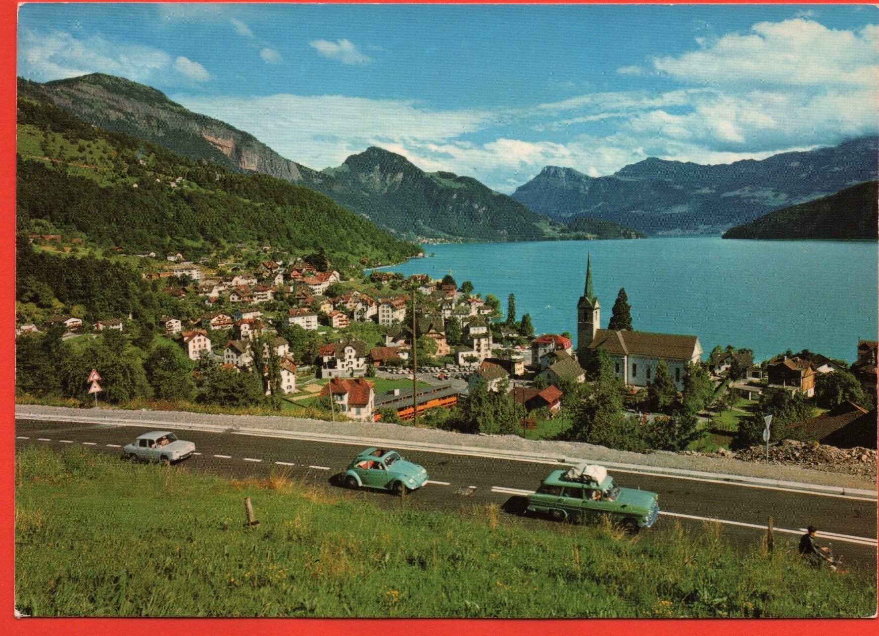 Cartes postales: WEGGIS Strasse mit Auto – D'occasion à Jona par philajona