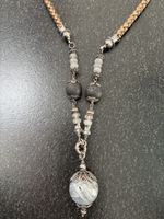 Halskette aus geflochtenem Leder mit Silber 925