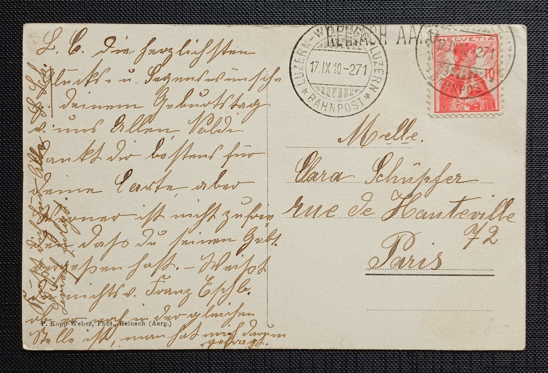 Ansichtskarten: AK Walzenmatten MENZIKEN 1910 – Gebraucht aus Brittnau von simionius 1