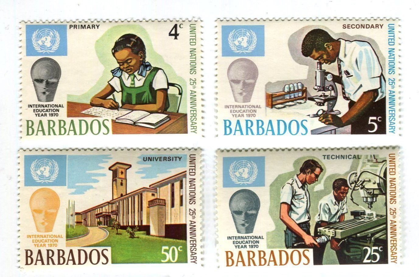 Tutti i francobolli: Briefmarken "Jahr der Ausbildung". Barbados – Nuovo e nell'imballaggio originale da Basel venduto da Butsch5