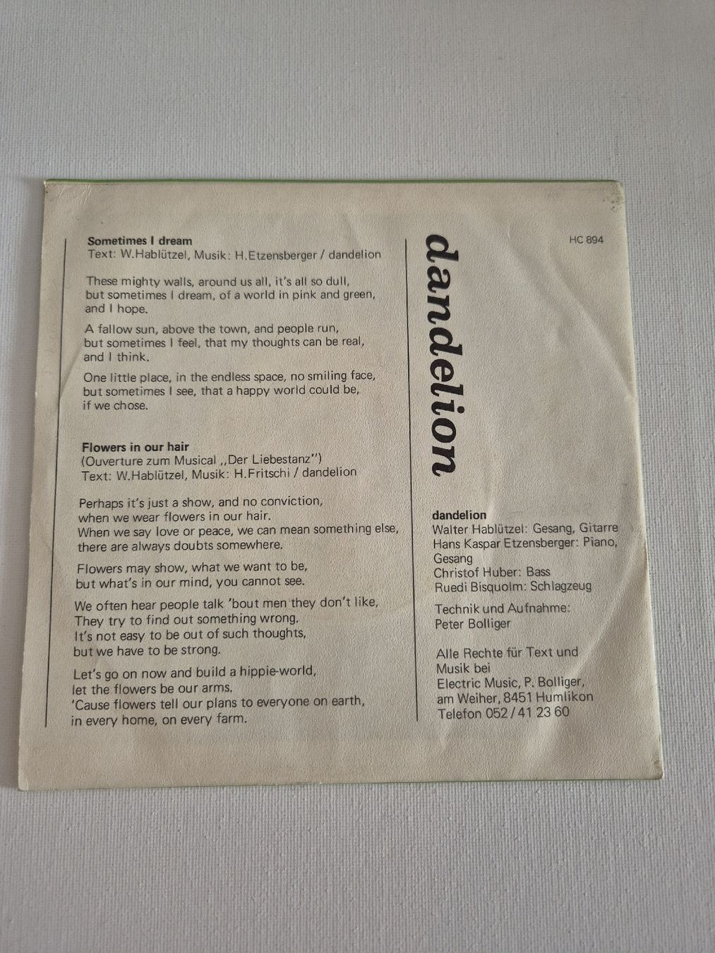 Schallplatten: dandelion -  Sometimes I dream ... Single 7 , CH – Neu (gemäss Beschreibung) aus Uster von newwave0 1
