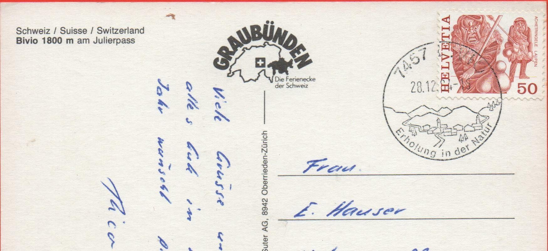 Cartoline postali: BIVIO am Julierpass, Auto, Bus – Usato da Jona venduto da philajona 1
