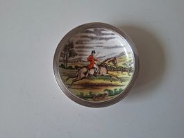 Aschenbecherchen  Porzellan & Silber 925er  engl. Jagdszene
