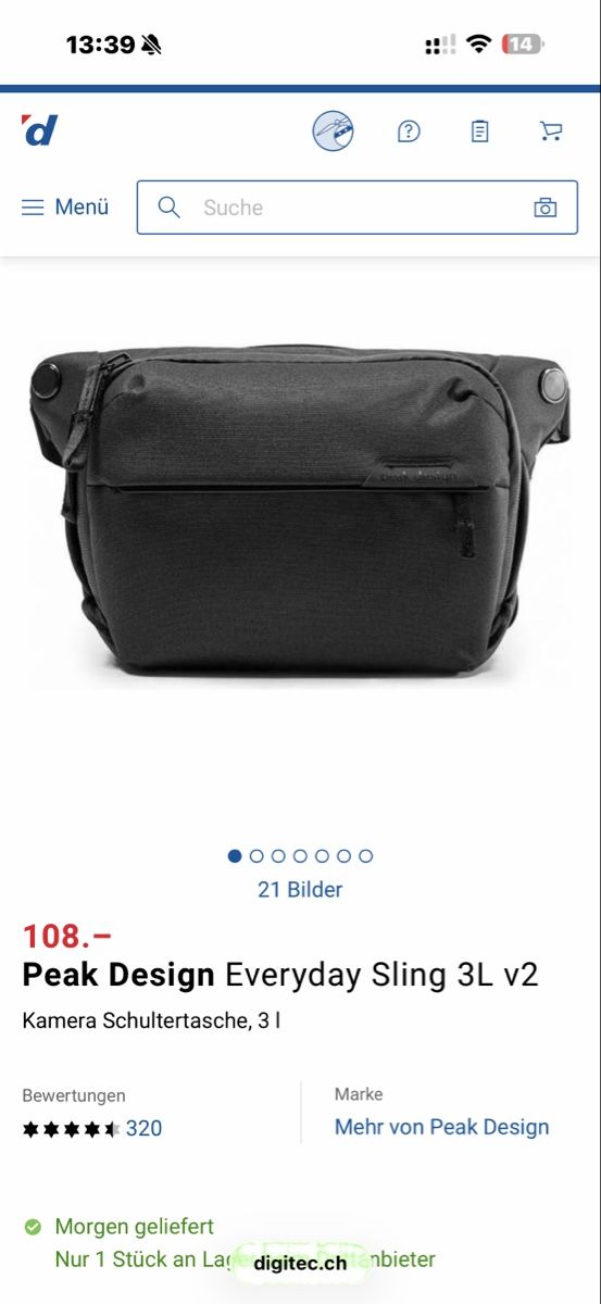 Borse: Peak Design Everyday Sling 3L v2 Kameratasche – Usato da Pontresina venduto da CardcatcherEmporium 1