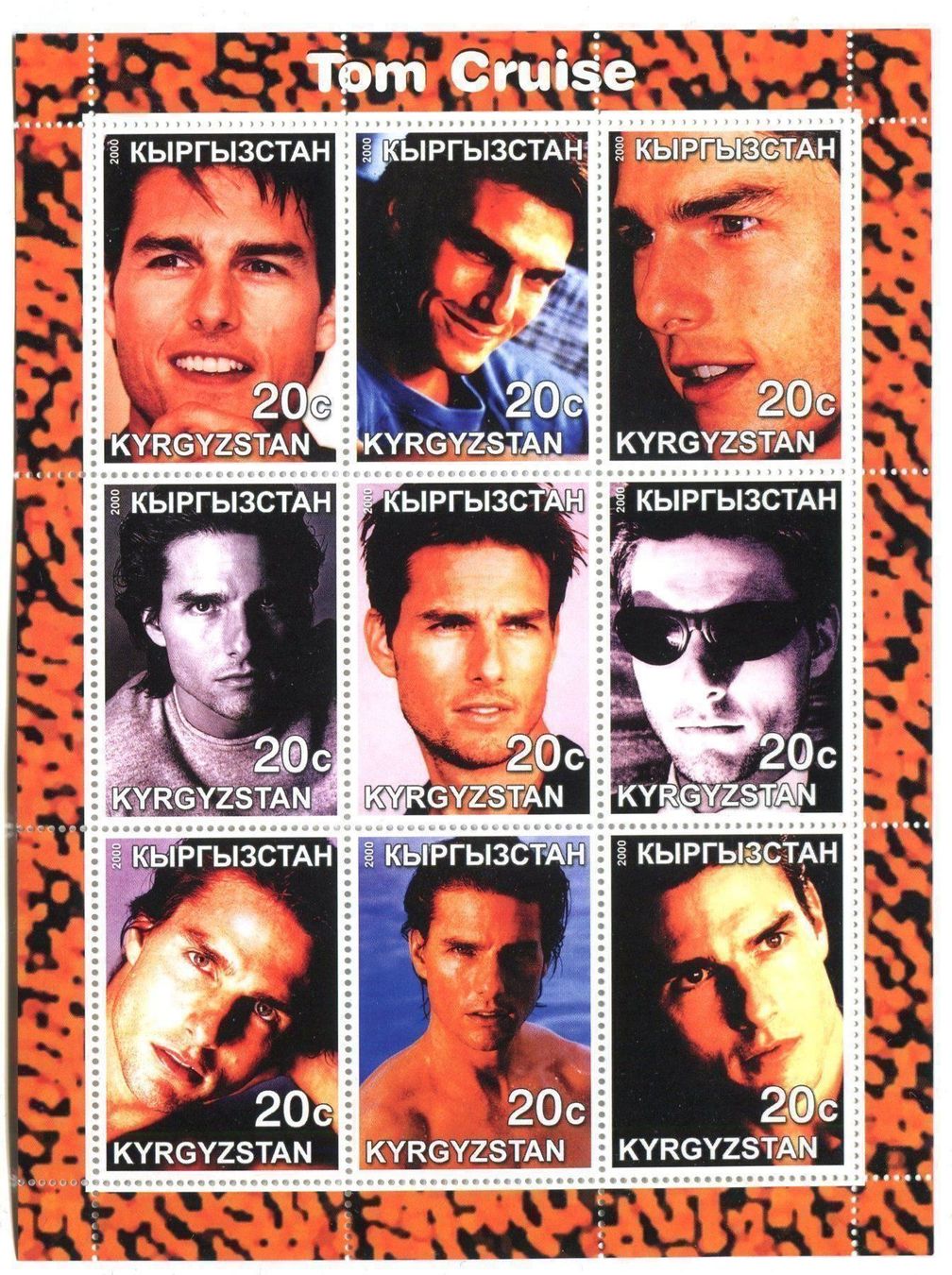 Tutti i francobolli: Block "Tom Cruise". Kirgisistan – Nuovo e nell'imballaggio originale da Basel venduto da Butsch5